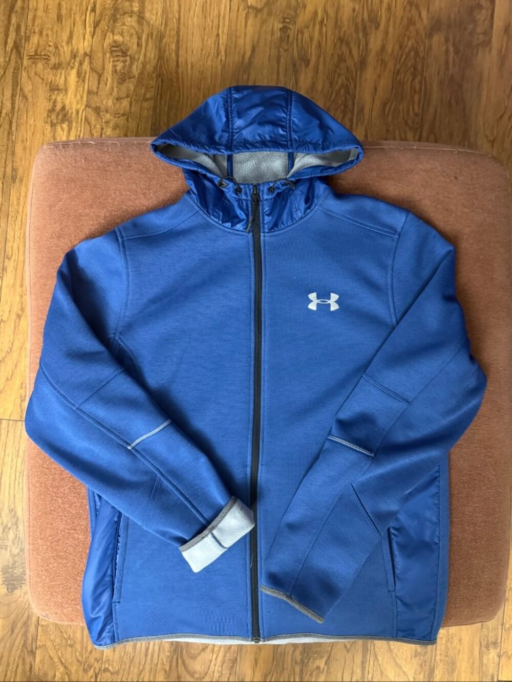 Under Armour Full Zip Hooded Jacket Blue Mens L